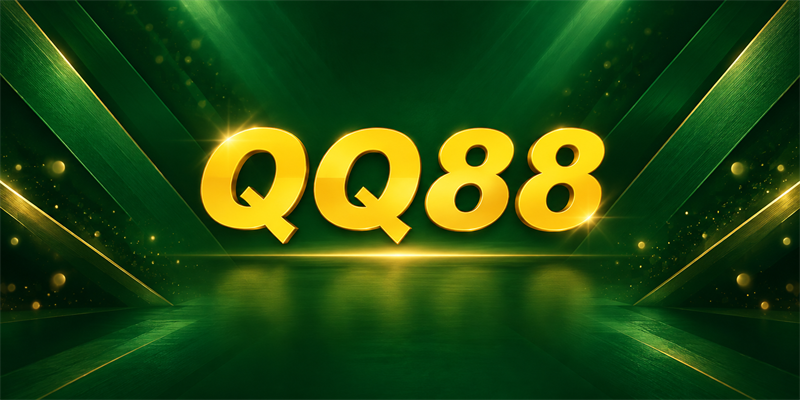 Hình ảnh nhận diện QQ88 nền xanh chữ vàng